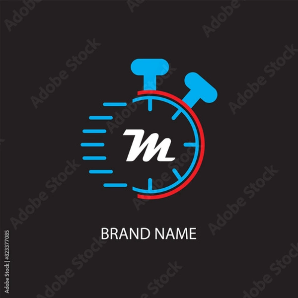 Fototapeta M letter logo modern logo design on black color background
