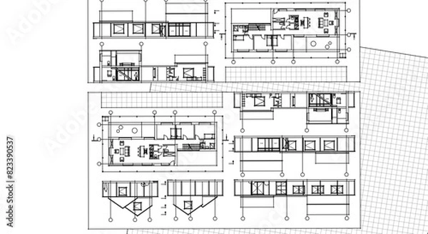 Obraz house plan sketch project 3d illustration