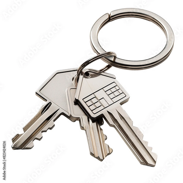 Fototapeta House Keys With A Key Shaped Like A House Isolated On Transparent Background