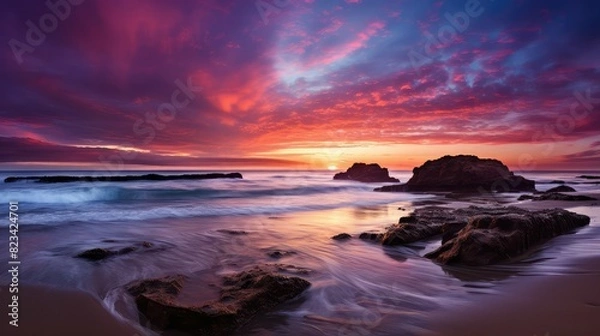 Fototapeta captures purple sunset beach