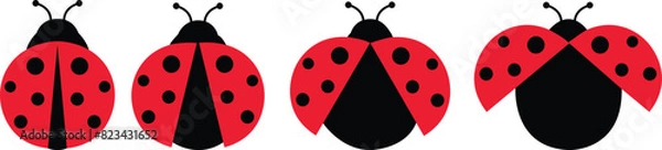 Fototapeta ladybug set. Vector dotted or polka dot pattern. Let spring begin. ladybug sign represents protection, resistance, luck and prosperity, but also symbol of senseless violence. on transparent background