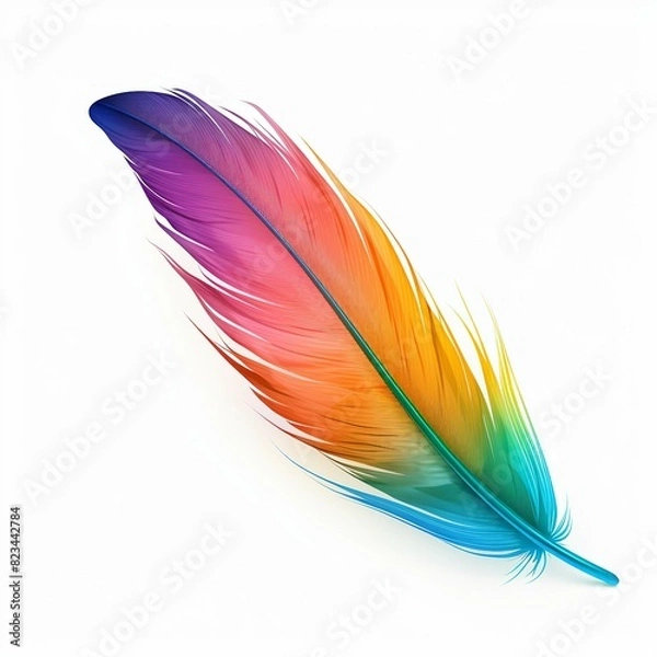 Obraz rainbow feather on white background