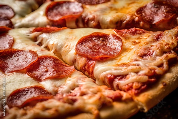 Fototapeta Pepperoni Pizza with melting cheese. Ai generative