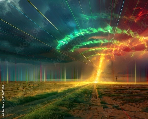 Fototapeta Illustrated of Tornado warning system enhanced with Doppler radar.