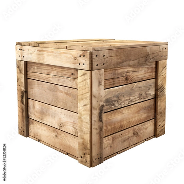 Fototapeta Empty Wooden Crate on Transparent Background