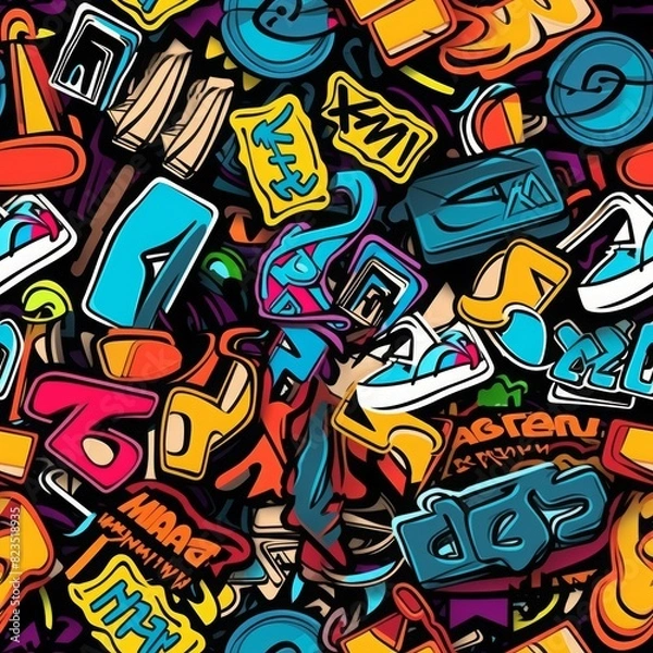 Fototapeta seamless pattern with graffiti