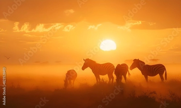 Obraz Zebras in Sunset