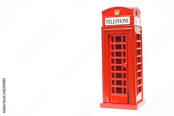 Fototapeta Red phone booth isolated on white background