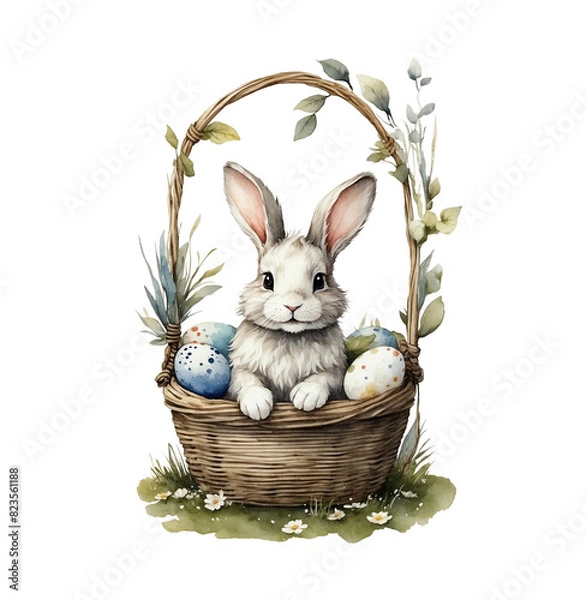 Fototapeta easter bunny with eggs