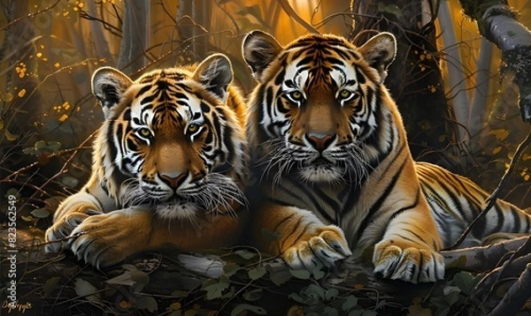 Fototapeta Tiger in Sunset