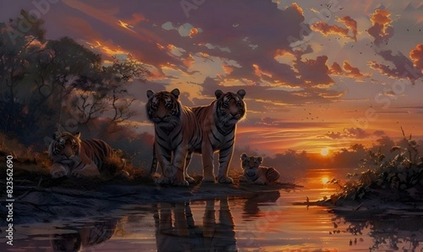 Fototapeta Tiger in Sunset