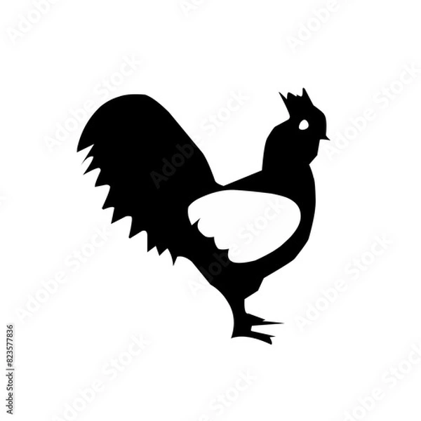 Obraz Hen black icone silhouette vector on a white background .Chicken silhouette. Bird element illustration