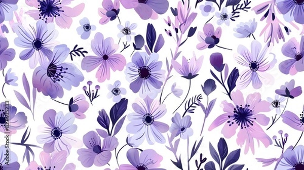 Fototapeta Vibrant Violet Floral Pattern for Elegant Botanical Designs