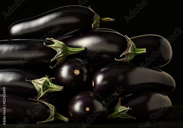 Fototapeta eggplants on black background