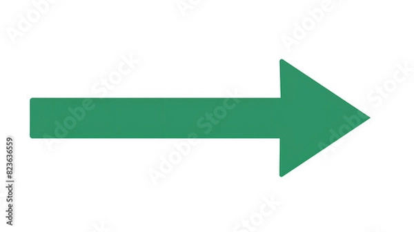 Fototapeta Green flat arrow pointing right with minimalistic design, isolated on transparent background, Generative AI