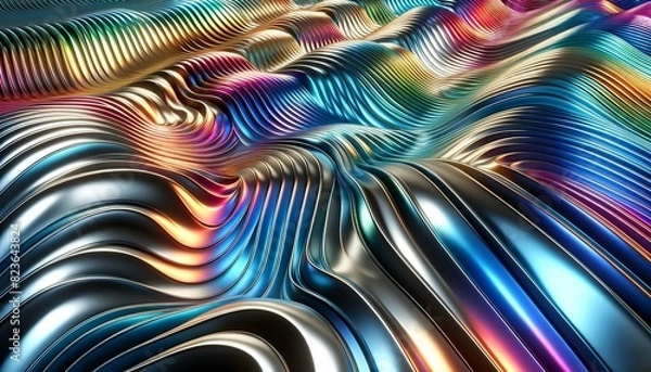 Fototapeta カラフルなメタリックウェーブ