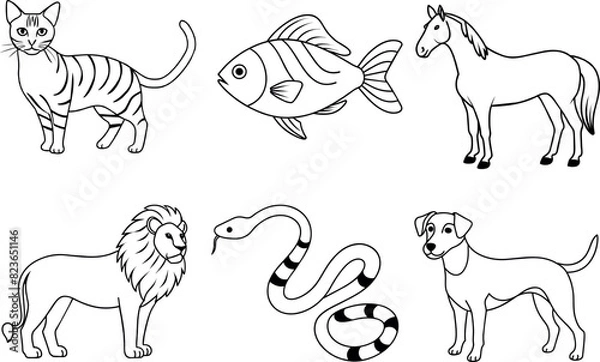 Fototapeta Animal Vector Icon Set of Six