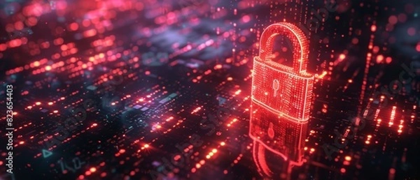 Obraz Digital padlock for secure systems focus on, data encryption, realistic, manipulation, server interface