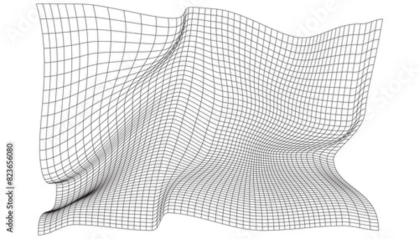 Fototapeta Distorted Linear Vector Grid with Adjustable Stroke Weight