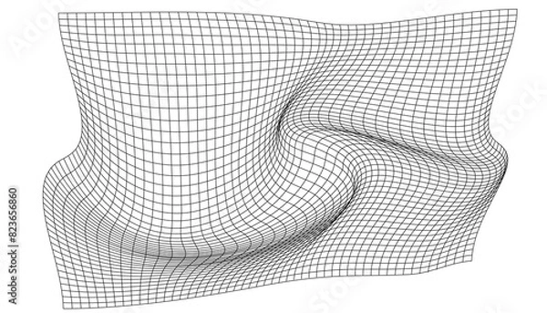 Fototapeta Distorted Linear Vector Grid with Adjustable Stroke Weight