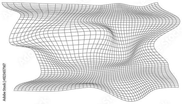 Fototapeta Distorted Linear Vector Grid with Adjustable Stroke Weight