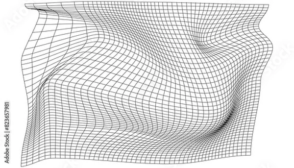 Fototapeta Distorted Linear Vector Grid with Adjustable Stroke Weight