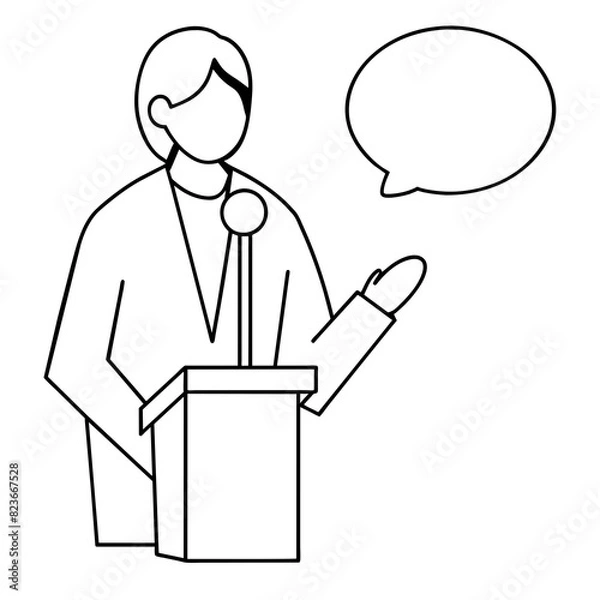 Obraz man with speech bubble vector illustration icon