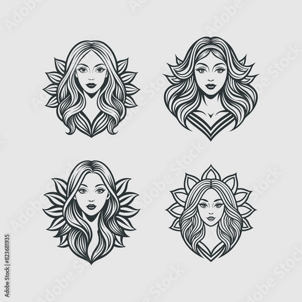 Fototapeta a set of images of a woman with a sunflower on the top.