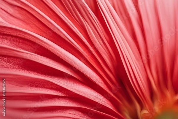 Fototapeta Close-up of Red Gerbera Petal, Color Gradients, Fine Lines, Macro Photography, Floral Details, Vibrant Red Flower, High Resolution