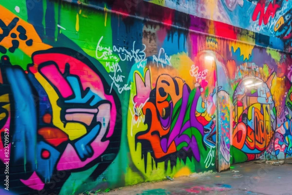 Fototapeta colorful graffiti art design bright background