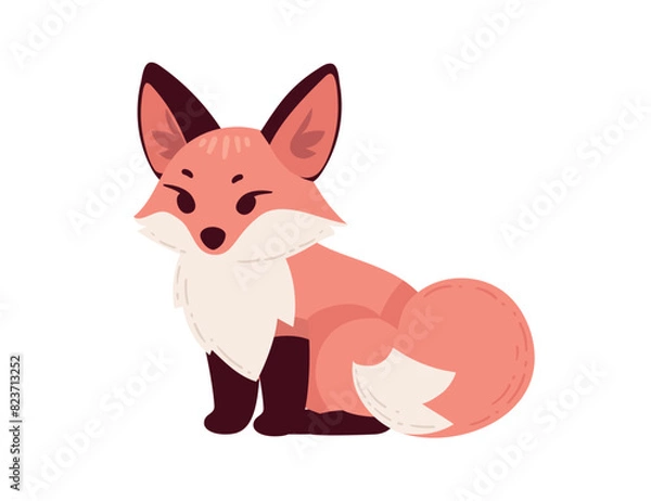 Fototapeta Cute red fox cartoon animal design vector illustration isolated on white background