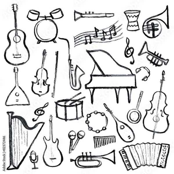 Fototapeta Set of music instruments