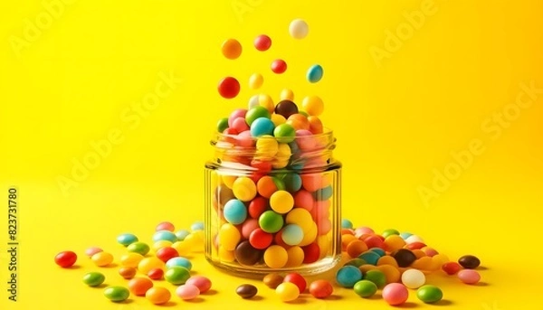 Fototapeta Outside with a clear polka dot drink containing polka dot snacks