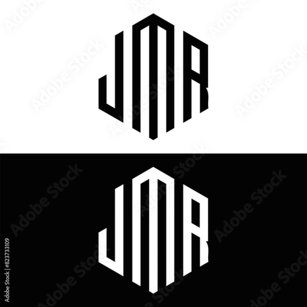 Fototapeta JMR logo. J M R design. White JMR letter. JMR, J M R letter logo design. J M R letter logo design in FIVE, FOUR, THREE, style. letter logo set in one artboard. J M R letter logo vector design.