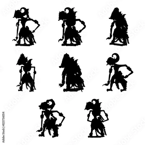 Fototapeta shadow puppet silhouette set