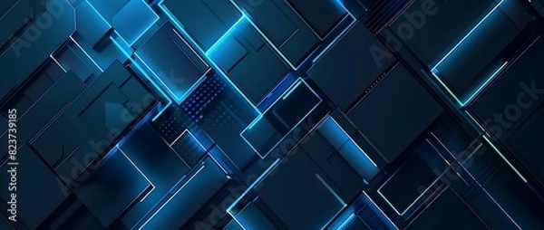 Obraz Sleek Dimensional Abstract Geometric Blue Technology Background