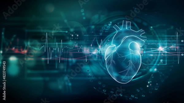 Obraz Heartbeat Line Morphing into Digital Code