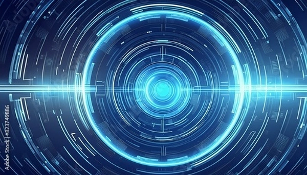 Obraz 青白いメカニックな同心円背景_02