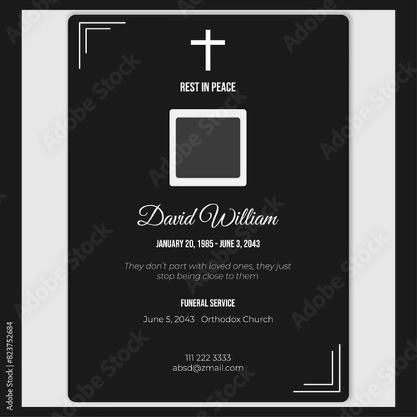 Obraz Funeral Invitation Layout