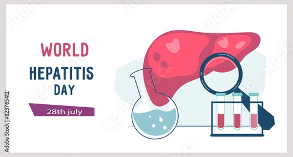 Fototapeta Hepatitis liver diseases characterized by inflammation of the liver. World Awareness Day web banner or poster design, flat vector illustration. Hepatitis awareness and information.