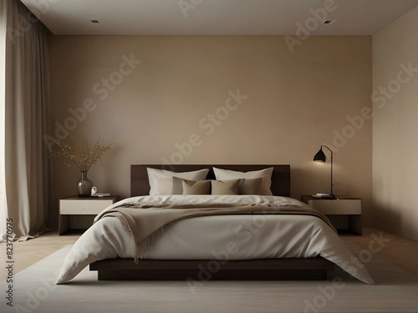 Obraz Minimalist interior design of modern bedroom with beig