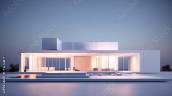 Fototapeta 3d rendering illustration of a modern white house