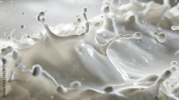 Fototapeta Fresh milk single drop splashing in a milk pool