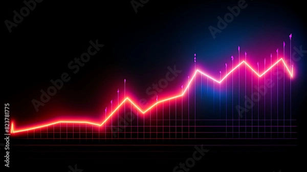 Fototapeta Neon business graph, a fresh approach to business analysis and research, It means to thrive and grow