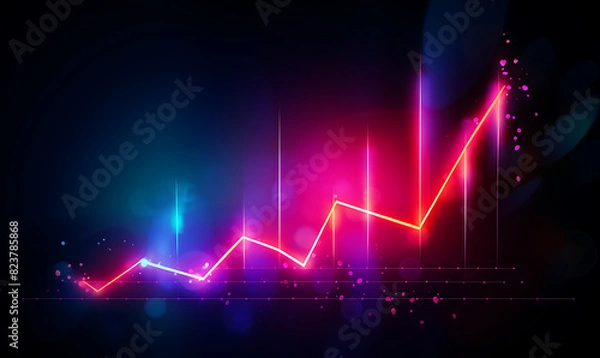Fototapeta Neon business graph, a fresh approach to business analysis and research, It means to thrive and grow