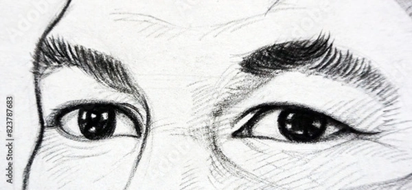 Obraz hand drawn sketch drawing  man eye	