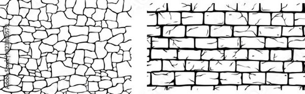Fototapeta Stone on ground vector, Broken tiles mosaic pattern