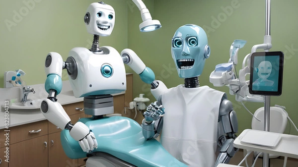 Fototapeta Robot at the dentist, Generative AI