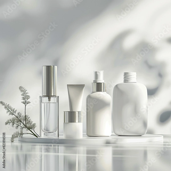 Obraz 3d render cosmetic blank mock up with white background