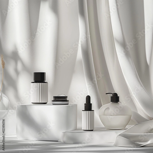 Fototapeta 3d render cosmetic blank mock up with white background